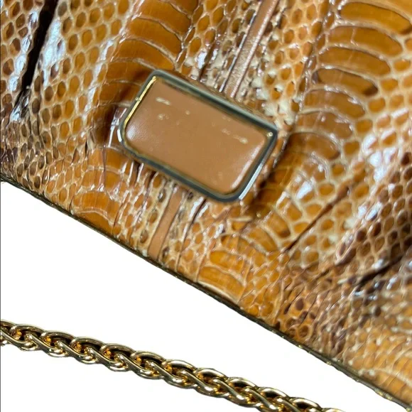 Vintage 1960s Snow White Snake skin leather clutch shoulder bag purse boho - Picture 15 of 16